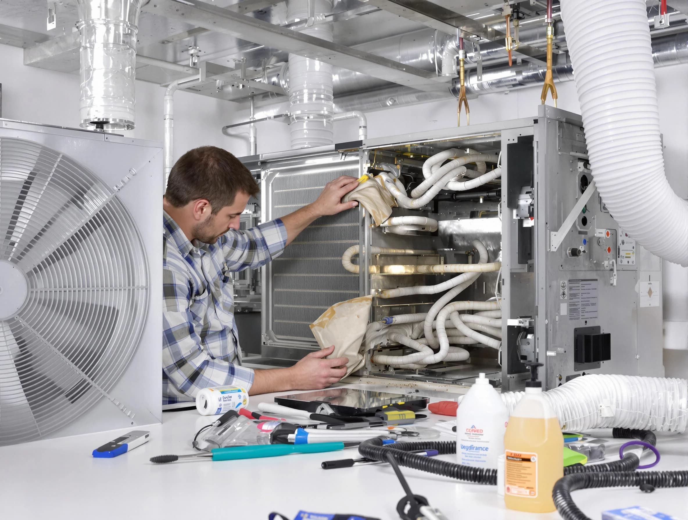 Clarksville Air Duct Cleaning specialist performing precision AC coil cleaning in Clarksville