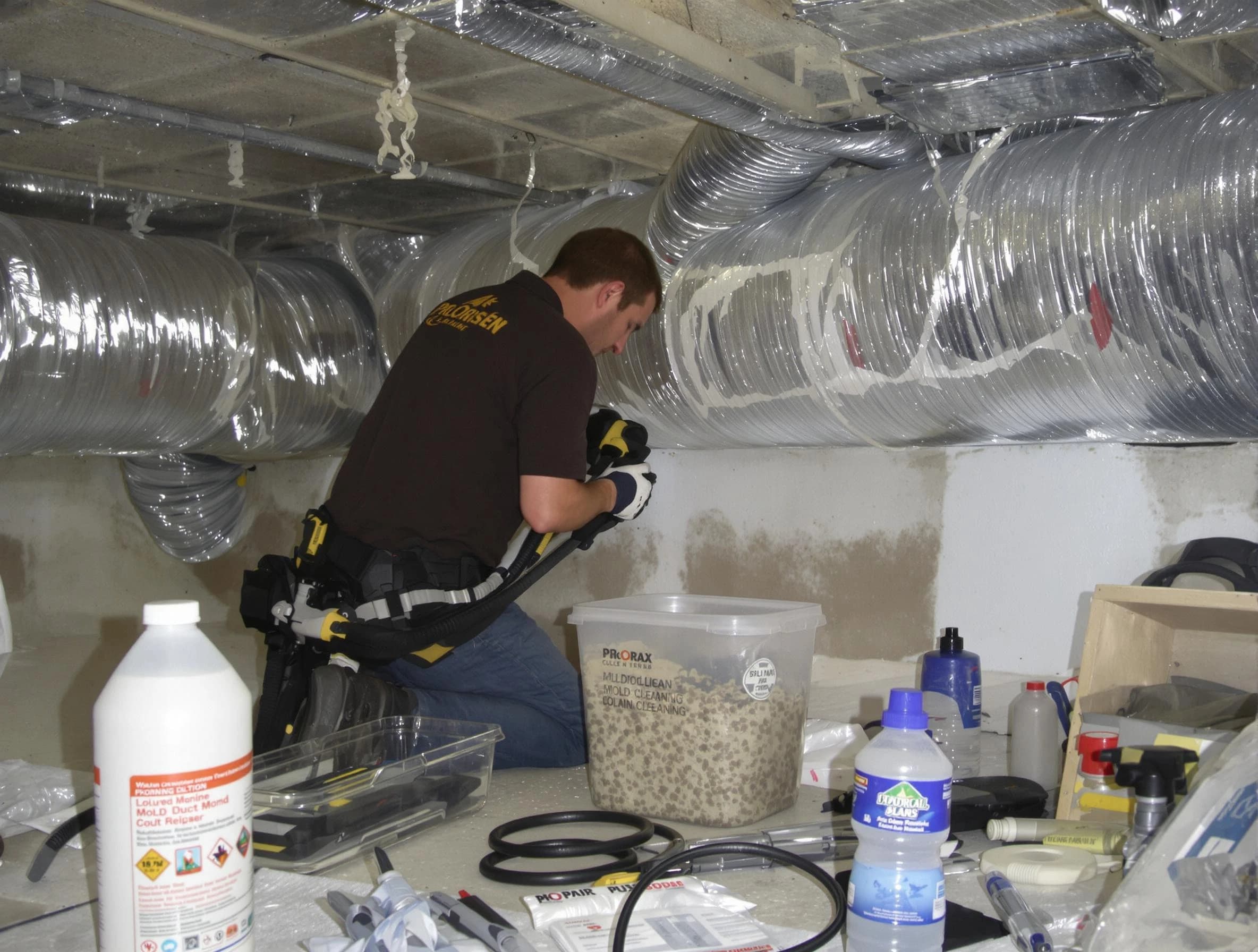 Clarksville Air Duct Cleaning specialist performing professional mold removal from air ducts in Clarksville
