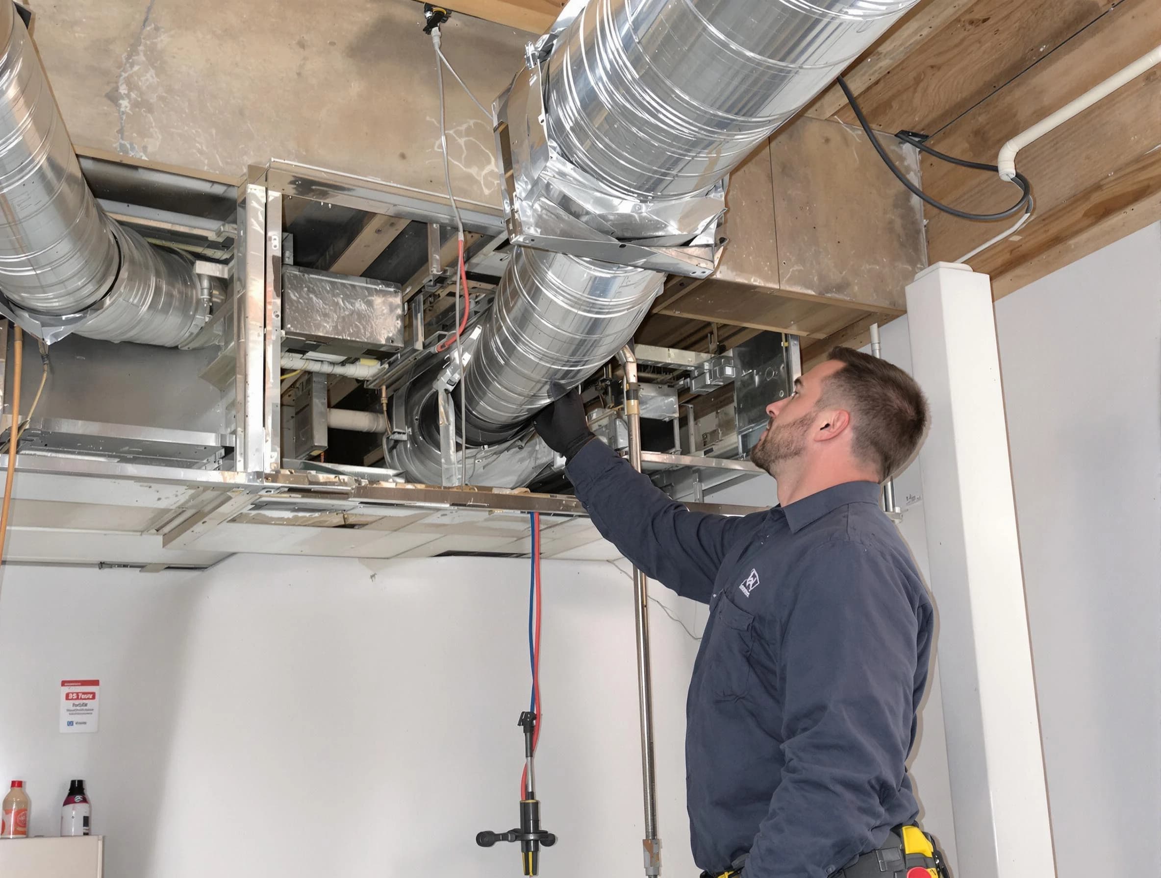 Clarksville Air Duct Cleaning technician performing professional air duct repair using specialized tools in Clarksville