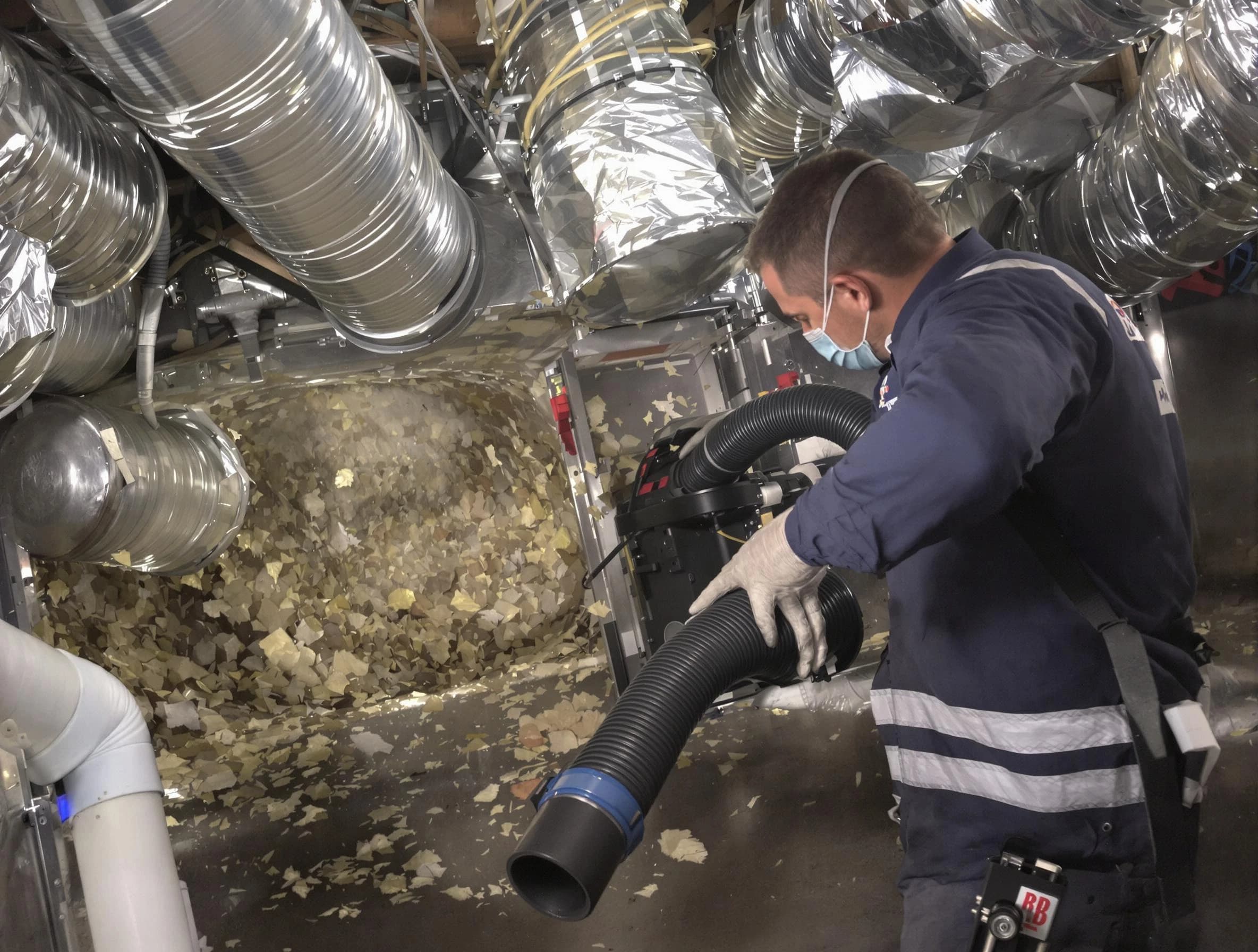Clarksville Air Duct Cleaning specialist operating negative pressure cleaning equipment for thorough duct maintenance in Clarksville