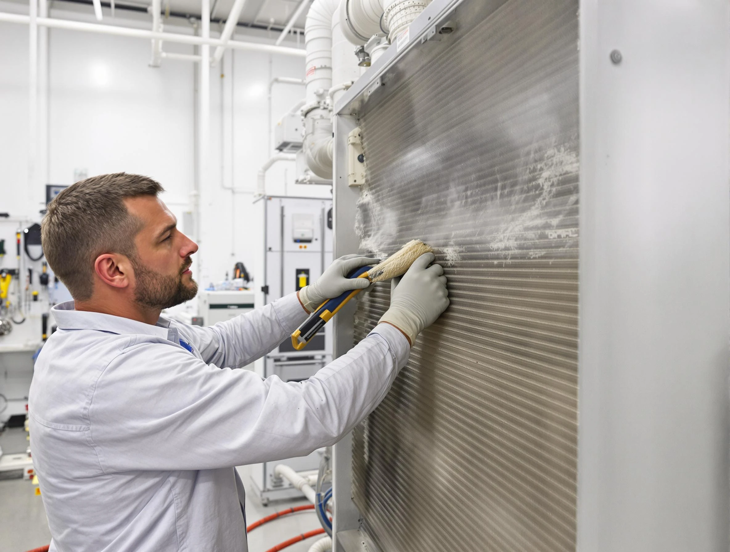 Clarksville Air Duct Cleaning technician performing precision commercial coil cleaning at a Clarksville business