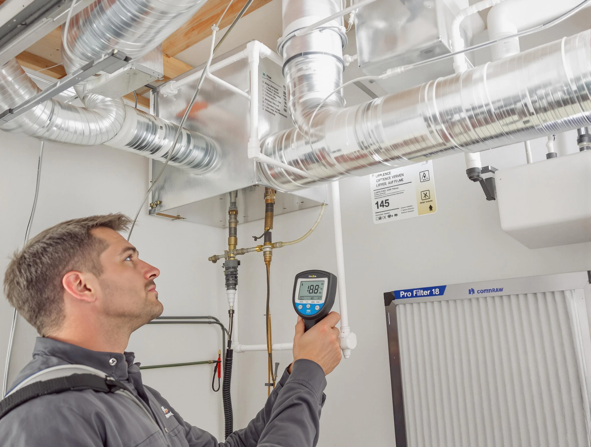 Clarksville Air Duct Cleaning expert conducting detailed filter system inspection using diagnostic tools in Clarksville