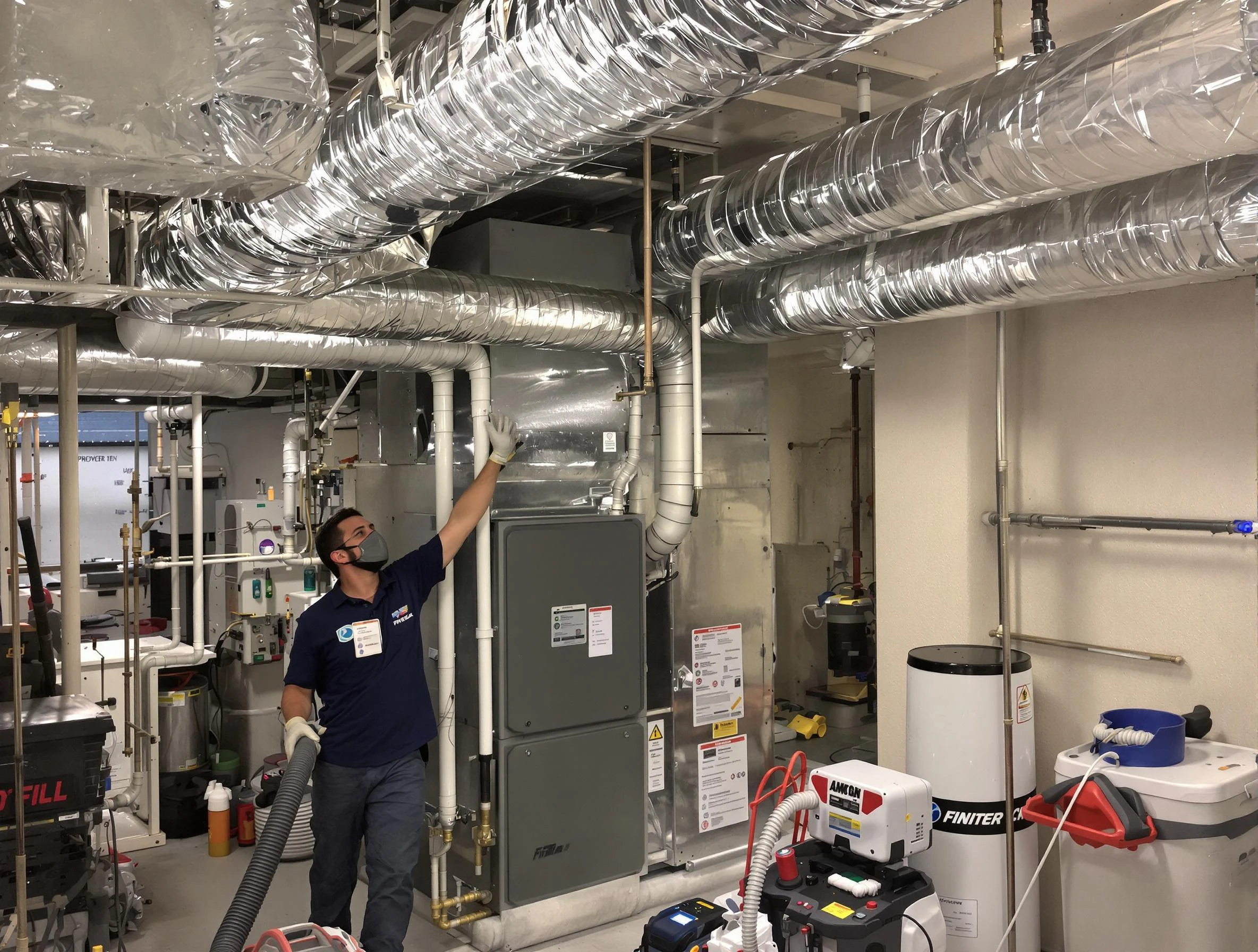 Clarksville Air Duct Cleaning specialist performing thorough furnace duct cleaning in a Clarksville residence