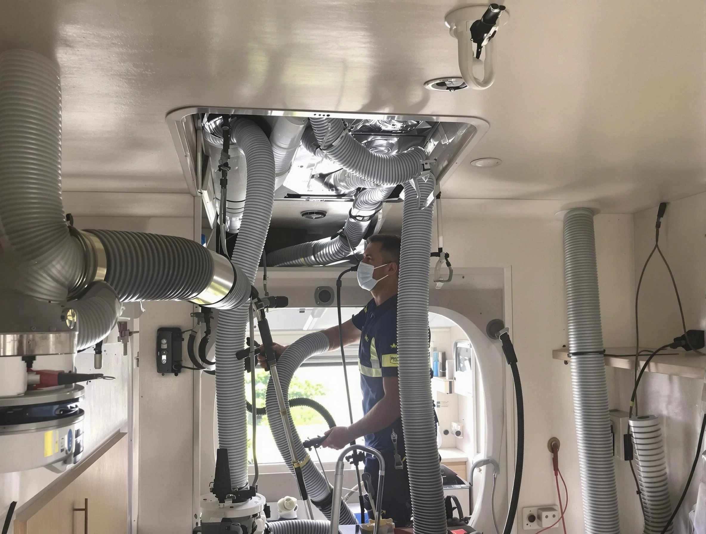 Clarksville Air Duct Cleaning specialist performing precise mobile home duct cleaning in Clarksville